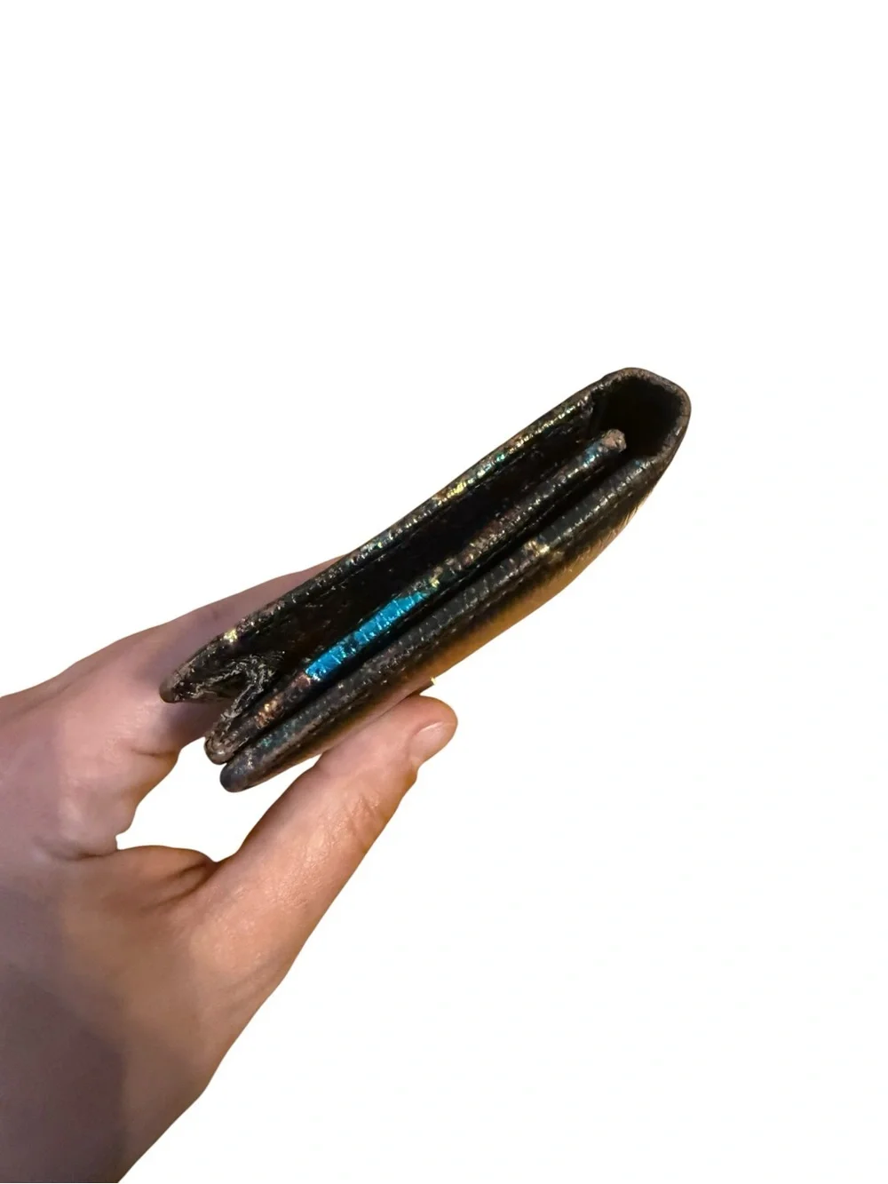 Lodis Metallic Brown with Blue Accent Leather Clutch
